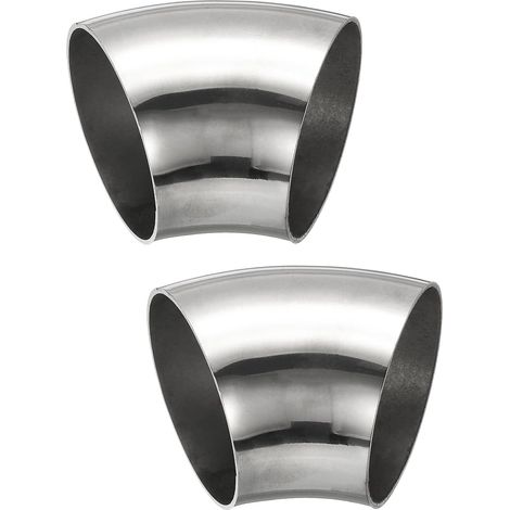 2pcs Coude À 45 Degrés Mandrin, 76mm OD Acier D'échappement Raccord De Tuyauterie 304 Inoxydable pour Exhaust Pipe Stair Handrail HVAC - 60mm (1/5)