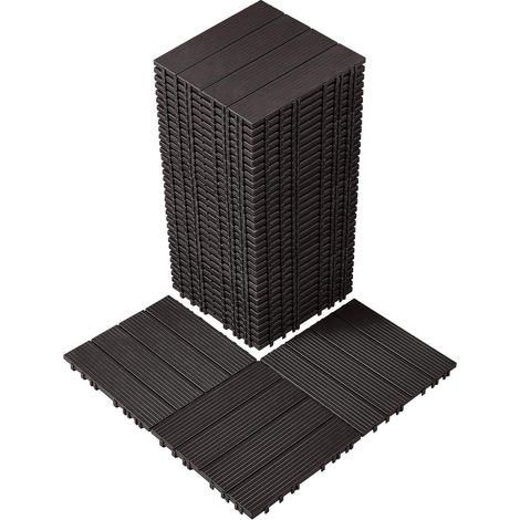 36 dalles de terrasse emboîtables 300 x 300 mm, revêtement de sol pour balcon, porche, piscine et cour (1/5)