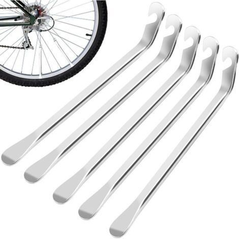 5 Pièces Demonte Pneu Velo Métal, Levier Démonte-Pneu en Acier au Carbone Outil de Remplacement de Pneu de Vélo Réparation de Pneu Pour Changer les Chambres à Air de Pneus de Vélo per Biciclette (1/5)