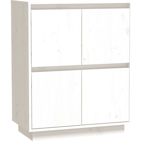 Credenza cassettiera armadio contenitore organizer cucina soggiorno salotto 60 x 34 x 75 cm legno massello di pino bianco 020030351