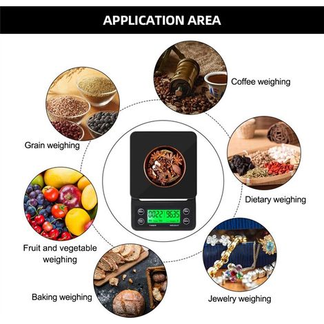 Balance à café filtre 5 kg/0,1 g avec minuteur, balance de cuisine électronique numérique portable, écran LCD, chargement USB-AquaForge (1/5)