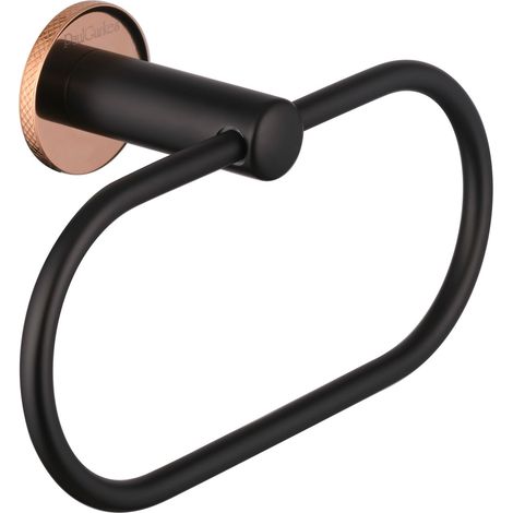 PaulGurkes Handtuchring Handtuchhalter Matt-Schwarz Rosé-Gold (1/2)