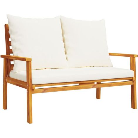 Canapé de jardin de 120 cm avec coussins en bois d'acacia massif (1/5)
