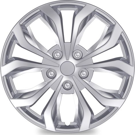 Radkappen 14 Zoll Silber 4er Set ABS+PC mit Metall-Sicherungsringen (1/5)
