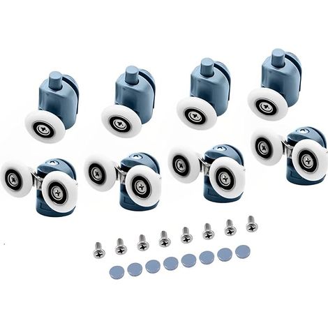 YUANQIAN 8 rodillos superiores e inferiores para puerta de ducha - Puerta corredera - Polea - Repuestos de 25 mm de diámetro - Baño (25 mm) (1/5)