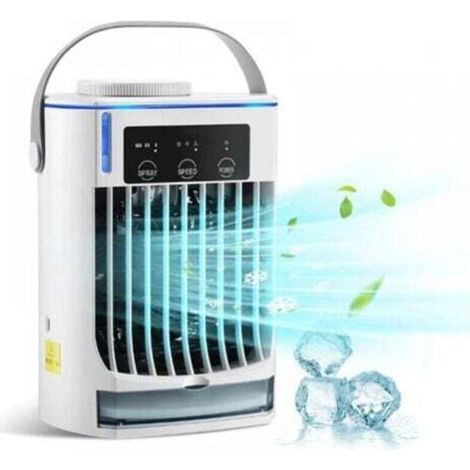 Climatiseur portable 4 en 1 – 3 vitesses réglables – Faible bruit – Réservoir d'eau 500ml – Pour camping, voiture, bureau, chambre