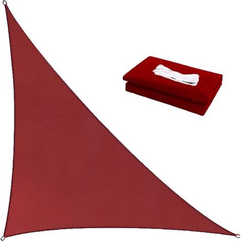 Dreieckiges Sonnensegel (3x4x5m) - Blickdicht, 95% UV-Schutz, Terrassenmarkise mit Befestigungsseilen (Rostrot) (1/5)