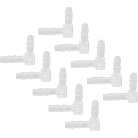 Lot de 10 raccords coudes à barbе PE 90° type L pour tuyau pompe silicone 4mm aquariums labo alimentaire (1/5)