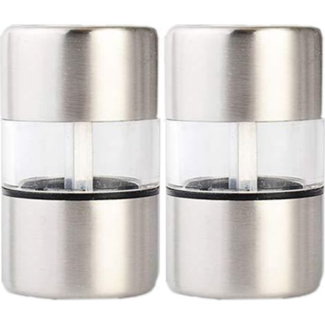 Moulin à Sel et Poivre - Acier Inoxydable - Céramique - Portable - Pour Table / Pique-Nique / Cuisine - Lot de 2 (1/5)