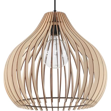 Lámpara colgante Aprilla 1 E27 de madera natural, modelo Sollux SL.0639 (1/2)
