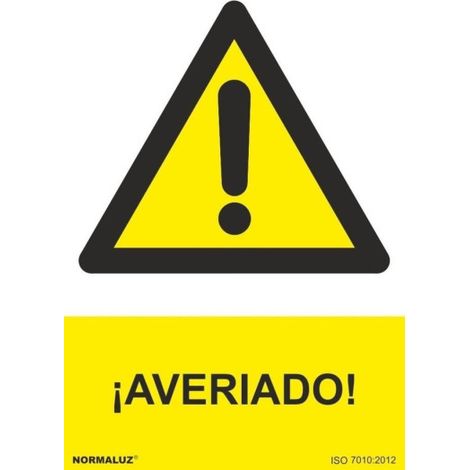 Señal de advertencia ¡Averiado con tintas UV SEKURECO                         100 x 150 mm                          ADHESIVOS DE VINILO (1/2)