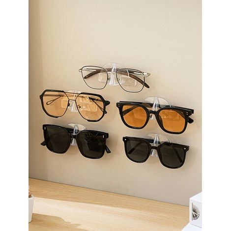 5 PCS Présentoir à lunettes transparent, rangement et organisateur pour lunettes de soleil et lunettes, organisateur d'accessoires mural pour salle de bain ou chevet, design simple sans perçage (1/5)