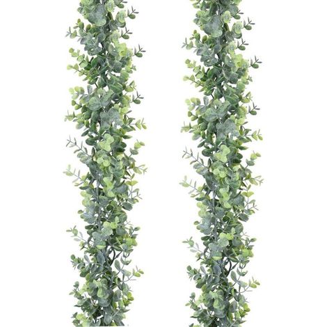 Lot de 2 Guirlande Eucalyptus, Feuillage Artificiel Soie, Résistant UV, Décoration Mariage Intérieur Extérieur (1/4)