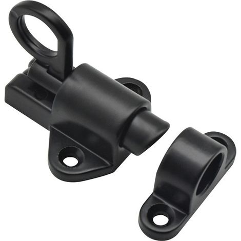 2 Stück Rückpralltürriegel aus Aluminiumlegierung, Türriegel mit Schrauben, Sicherheitsfederriegel, automatischer Türriegel für Holztüren, Fenster, Schranktüren (schwarz)
