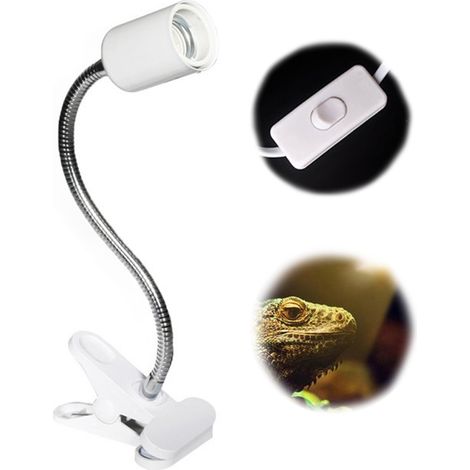Lampe chauffante pour reptiles, lampe spot pour tortues, pince de fixation rotative à 360°, support de lampe de bureau flexible en céramique. (1/5)