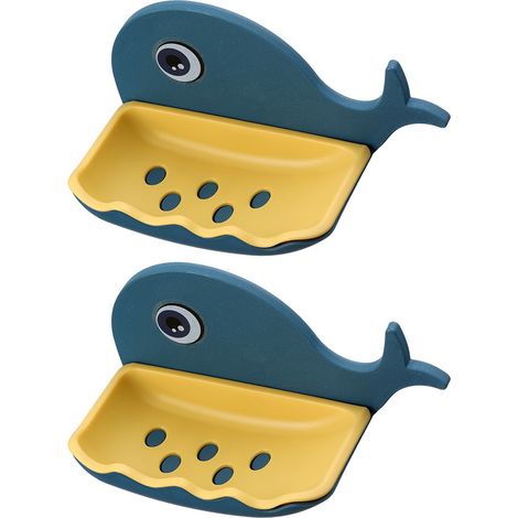 Porte-savon Forme Baleine - Support Murale Sans Perçage - Égouttage Double Couche - Pour Salle De Bain Cuisine - 1 Pièce (1/5)