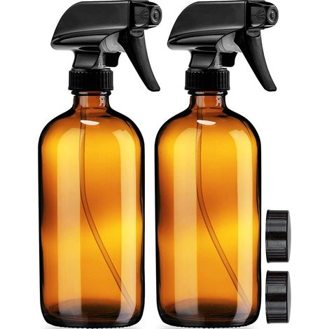 Bouteilles vides en verre ambré - 2 packs - Chaque grande bouteille rechargeable de 16 oz est idéale pour les huiles essentielles, les produits botaniques, les solutions nettoyantes, la brume pour les (1/5)