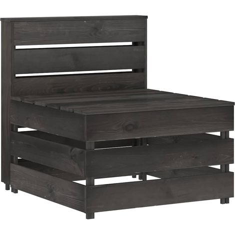 Canapé central palette de jardin en bois de pin imprégné gris 60 x 70 x 66 cm - PANGIVO (1/5)