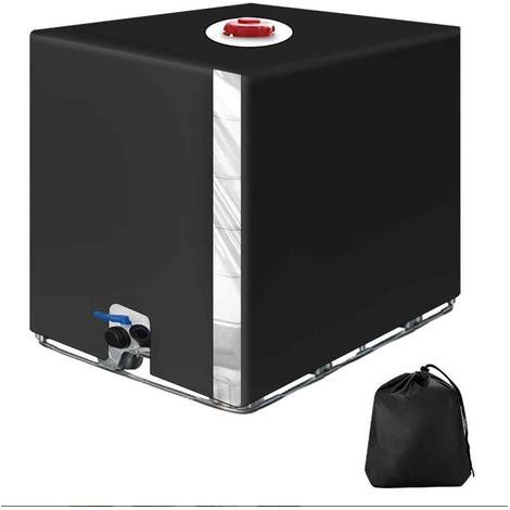 Bache pour Cuve 1000L IBC, Bâche de Protection Solaire, avec Un Film Transparent Bache cuve 1000l Anti UV Noir Protection, Recuperateur d Eau de Pluie 1000 litres - 120 x 100 x 116 cm(Noir) (1/5)