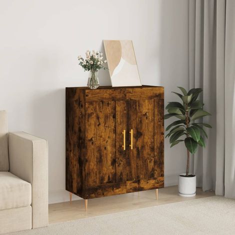 Buffet bas,Buffet Commode industriel chêne fumé 69,5x34x90 cm bois d'ingénierie -QS50351 (1/5)