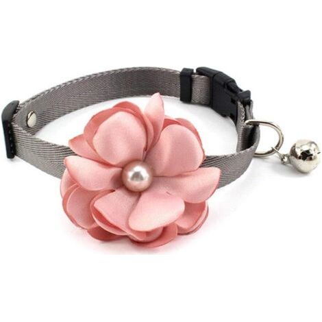 Collier de chien de chat de fleur de géranium noeud papillon - collier de chiot en nylon avec cloche de perle - accessoire de tenues de costume de vêtements de Chihuahua Yorkie (1/3)