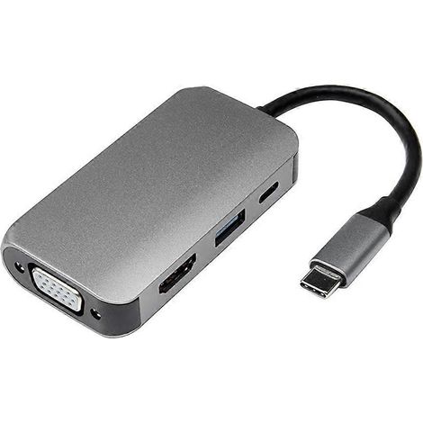 Station d'extension 4-en-1 avec convertisseur numérique HDMI, DVI et VGA (1/4)