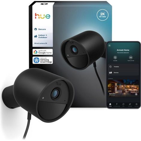 Telecamera connessa - Philips Hue - Esterno - Cablata - Visione notturna - 2K - Ufficio - Nero