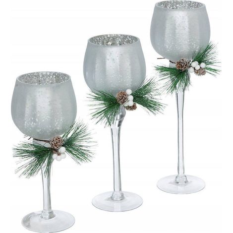 Atmosphera Candelero Plateado Conjunto 3 piezas 40 cm
