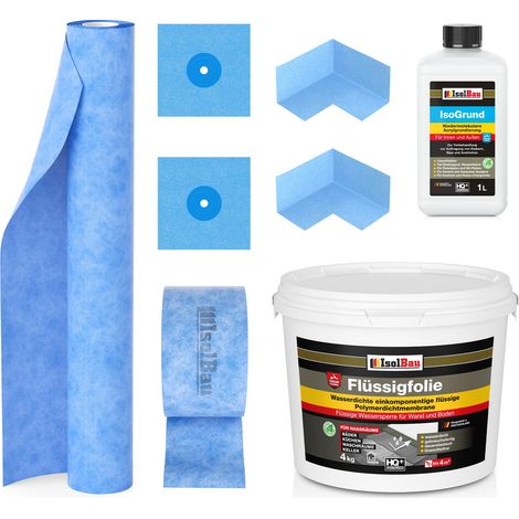 Dichtset Flüssigfolie 4kg Dichtbahn Dichtfolie Innenecke Dichtband Bad Isogrund (1/5)