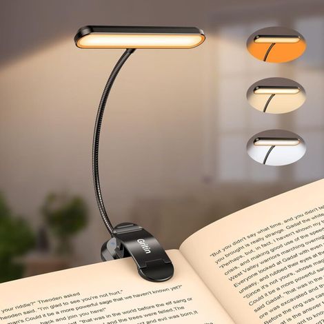 19 LED Reading Lamp, Rechargeable Clip-on E-Reader Lamp, Eye Protection, 5 Brightness Levels & 3 Colors (Amber/White/Mixed), 360° Flexible Neck, Long-Lasting, Lightweight & Portable for Reading in Bed (1/5)