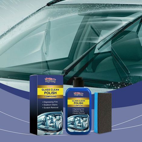 Ölfilmentferner für Autoscheiben, Reiniger für Windschutzscheibenbeschichtungen und Ölfilme – 120 g Ölfilmentferner für Autoscheiben + Schwamm1 -- DE (1/5)