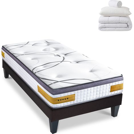 Prêt-à-dormir COPENHAGUE avec Sommier, Couette, Oreillers et Protège-matelas - 24 cm - 90x200 cm (1/5)