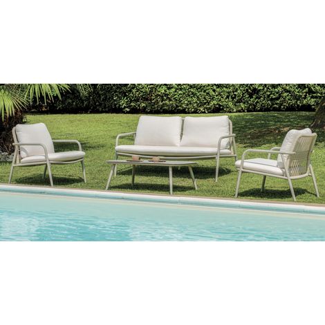 Set in alluminio creta e corde beige, con cuscini color panna MALIGI HOME MG-RITA Alluminio (1/5)