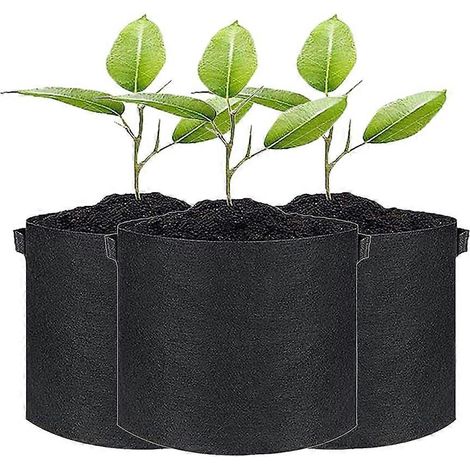 Lot de 3 pots de culture de 7 gallons (26,5 litres) en tissu non tissé épais avec poignées, pour la culture de légumes en extérieur ou en intérieur. (1/5)