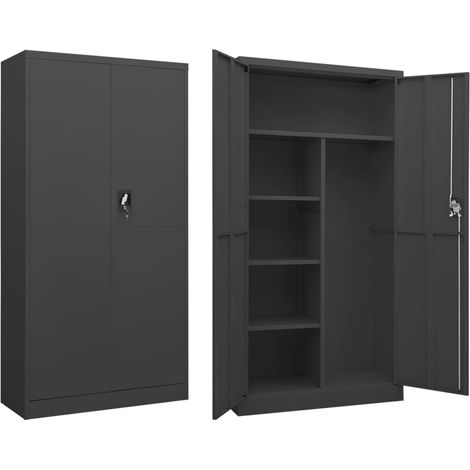 Armoire à casiers, Vestiaire Métallique, Meuble de rangement Anthracite 90x40x180 cm Acier HYB80300 (1/5)