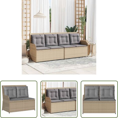 vidaXL Beige Gartenbank - Gartenbank Beige Poly-Rattan (1/5)