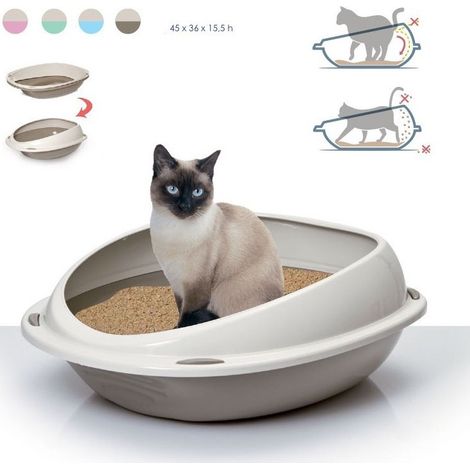 TrAdE Shop Traesio - Lettiera Per Gatto Shuttle 45x36x15.5 Cm Igiene E Toelettatura Bordi Rialzati No Sporco -