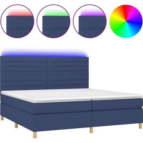 Maison Exclusive - Letto a Molle Materasso e LED Blu 200x200cm in Tessuto (1/5)