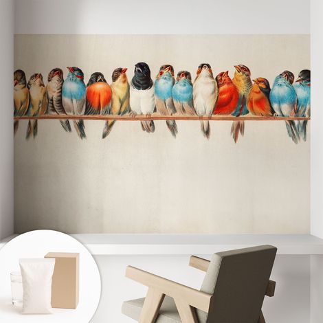 Carta Da Parati - Fotomurale In Vlies - per Decorazione pareti - Per La Cucina Camera Da Letto Per La Soggiorno Uccelli su un ramo 104x70 cm (1/5)