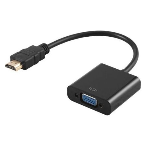 Adaptateur HDMI vers VGA avec prise audio 3,5 mm et port micro USB. Convertisseur HDTV 1080p actif plaqué or, câble audio et câble micro USB inclus. (1/5)