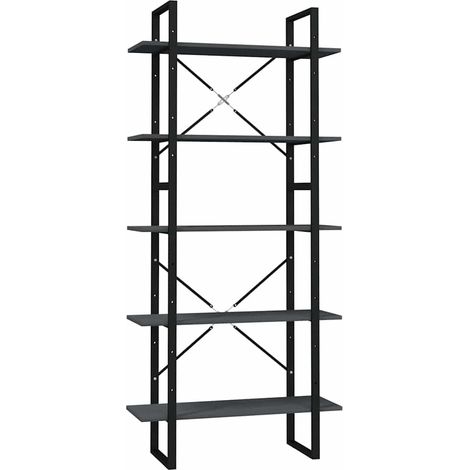 Maison Exclusive - Libreria a 5 Ripiani Grigia 80x30x175 cm in Legno di Pino (1/5)