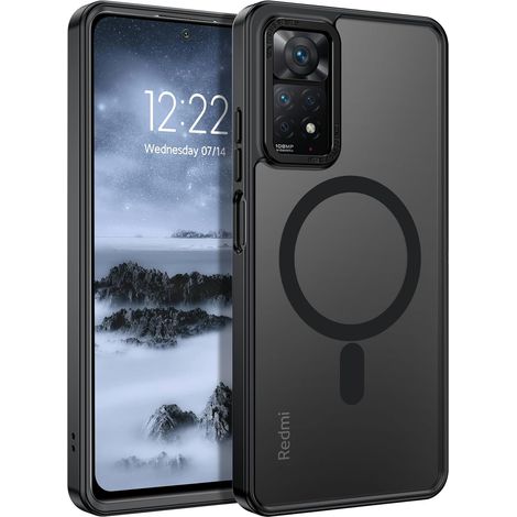 Coque pour Xiaomi Redmi Note 11 Pro 5G/4G, Compatible avec MagSafe, Magnétique Etui Translucide Mat Arrière Housse Fine Protection Caméra Antichoc Anti-Rayures Case pour Redmi Note 11 Pro, Noir (1/5)