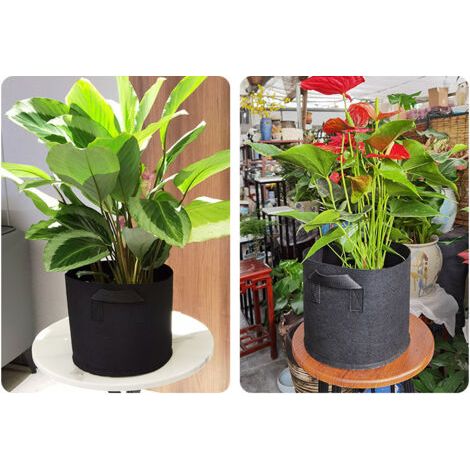 Sacs de plantation en tissu non tissé épais et résistant, avec poignées, respirants à 360°, adaptés aux légumes, fleurs, arbres, etc. - Gris - 65 gallons (246 litres) avec double poignée (80 x 50 cm) (1/5)