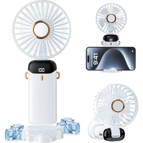 ®Rising FF Ventilateur portable 5 en 1 - Blanc - 2500 mAh - 5 vitesses - Pliable - Silencieux (1/5)
