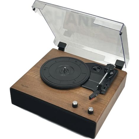 Platine vinyle rétro multifonctionnelle, compatible audio Bluetooth, avec chambre acoustique indépendante. (1/5)