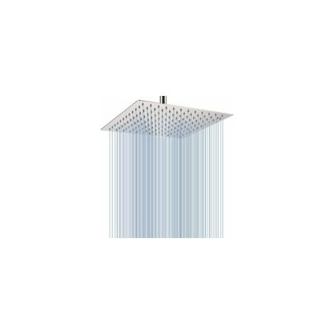 Cabezal de ducha de techo grande de 30 cm - Cabezal de ducha cuadrado de acero inoxidable de alta presión para una ducha cómoda - Montaje en pared o techo (cromado) - Crezuo