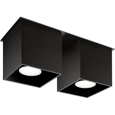 Deckenstrahler modern Designer Küchenlampen Strahler 2 flammig Aufbauleuchte schwarz , Aluminium, 2x GU10, LxH 26 x 11 cm