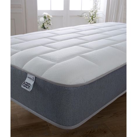 Starlight Beds 7.5" deep Memory foam Cool touch Top panel with Grey border Spring Mattress, 2ft6 Small Single 75cm by 190cm