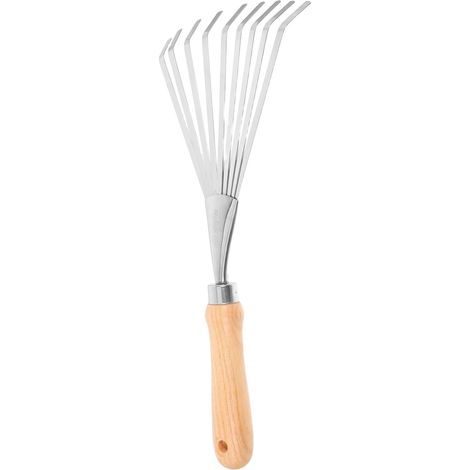 Râteau De Jardin avec Manche Bois pour Ramasser Mortes Outil De Nettoyage Extérieur Balayage pour Cour Et Jardin (1/5)