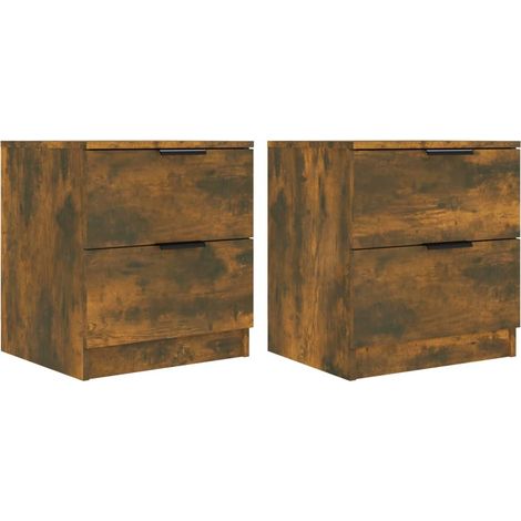 Conjunto de 2 mesitas de noche con dos cajones 45 x 39 x 50 cm en madera contrachapada marrón DEC035151